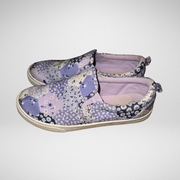 Cat & Jack Girls Purple Patterned Shoes - Size 4 - Picture 3 of 4